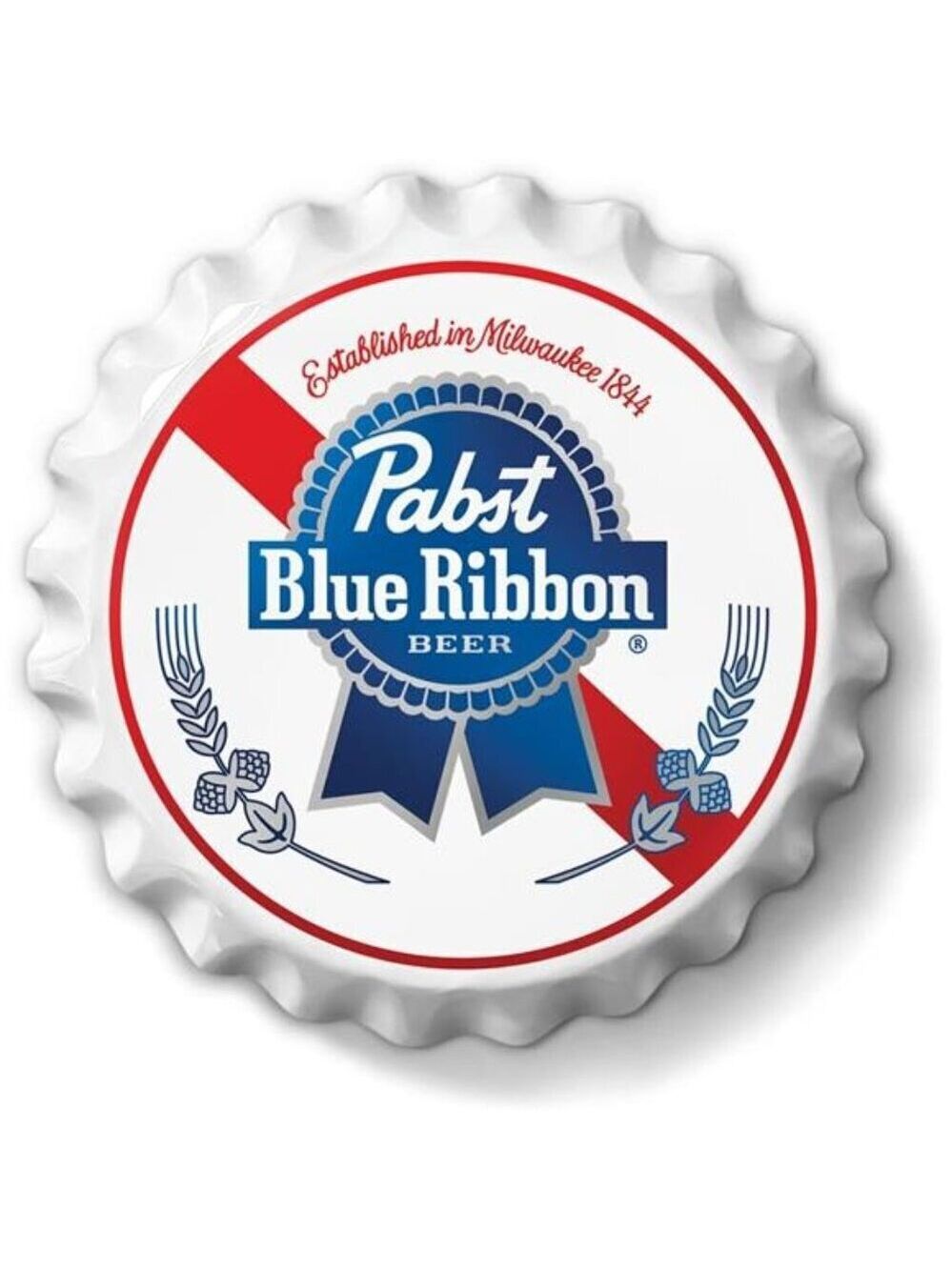 Pabst Blue Ribbon Beer Metal Bottle Cap Sign Garage Shop Bar Man Cave LARGE NEW